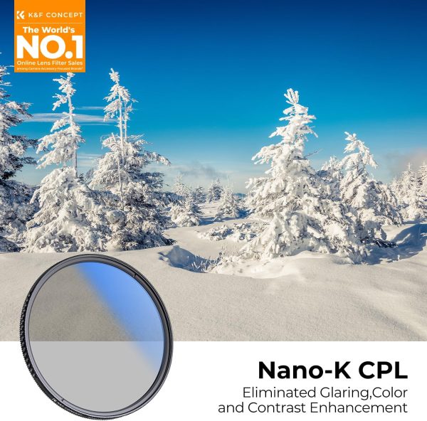 K&F Concept 58mm Circular Polarizer Filter Ultra-Slim 18 Multi-Coated Optical Glass Circular Polarizing Filter for Camera Lenses with Cleaning Cloth (K Series) - Image 2